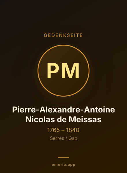 Gedenkportrait von Pierre-Alexandre-Antoine Nicolas de Meissas