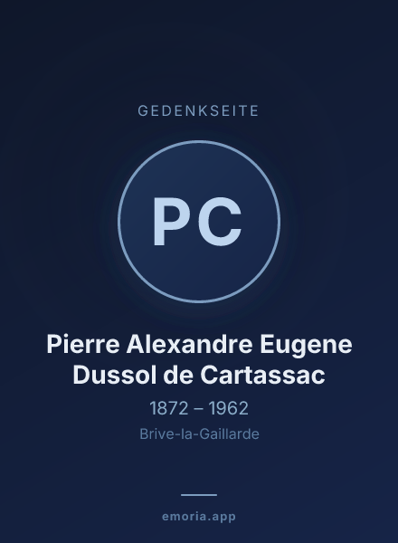 Gedenkportrait von Pierre Alexandre Eugene Dussol de Cartassac