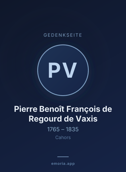 Gedenkportrait von Pierre Benoît François de Regourd de Vaxis