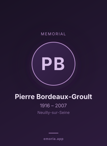 Memorial portrait of Pierre Bordeaux-Groult