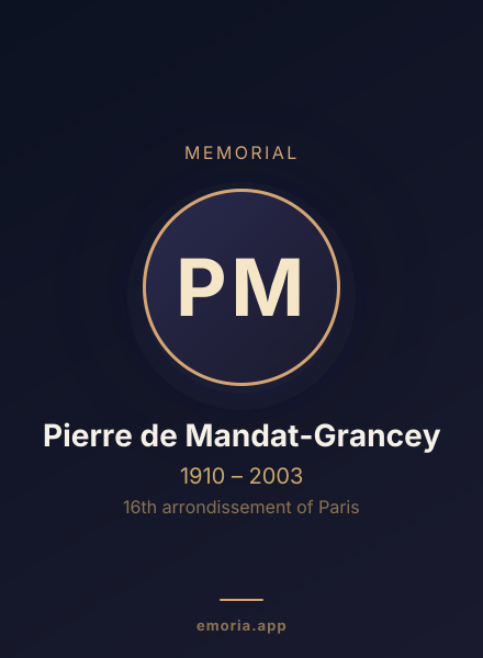 Memorial portrait of Pierre de Mandat-Grancey