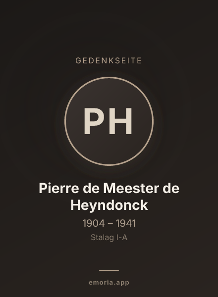 Gedenkportrait von Pierre de Meester de Heyndonck