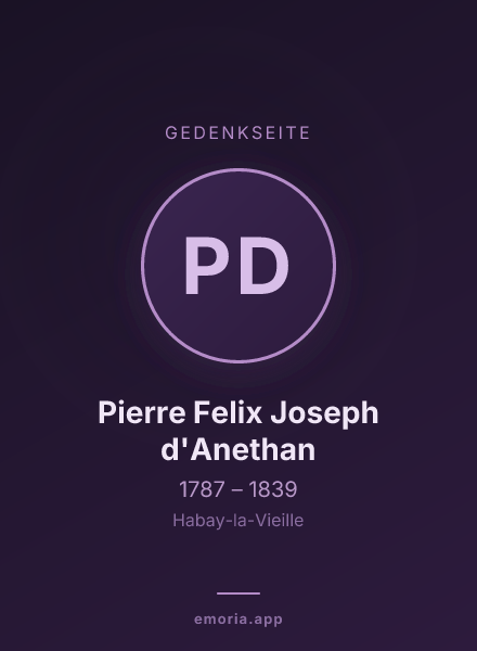 Gedenkportrait von Pierre Felix Joseph d'Anethan