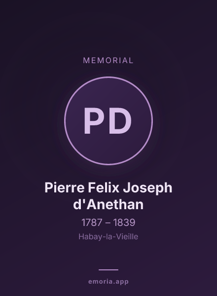 Memorial portrait of Pierre Felix Joseph d'Anethan
