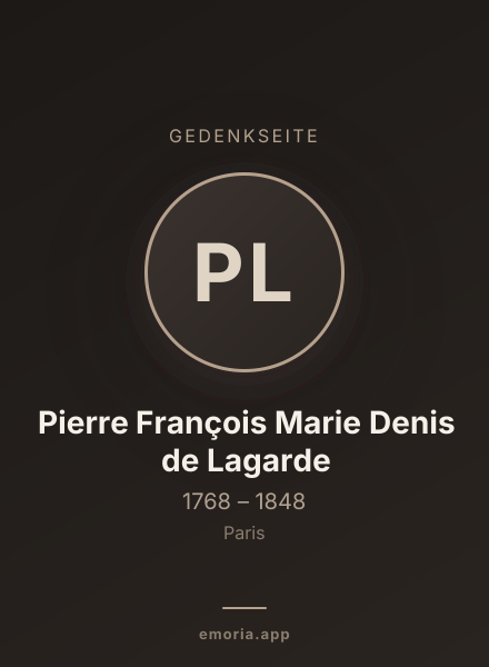 Gedenkportrait von Pierre François Marie Denis de Lagarde