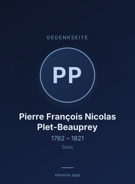 Gedenkportrait von Pierre François Nicolas Plet-Beauprey