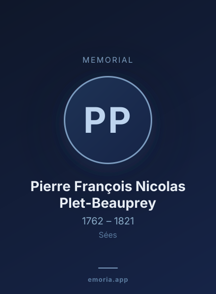 Memorial portrait of Pierre François Nicolas Plet-Beauprey
