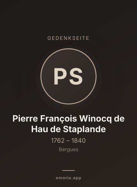 Gedenkportrait von Pierre François Winocq de Hau de Staplande