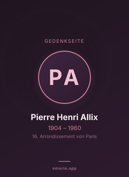 Gedenkportrait von Pierre Henri Allix