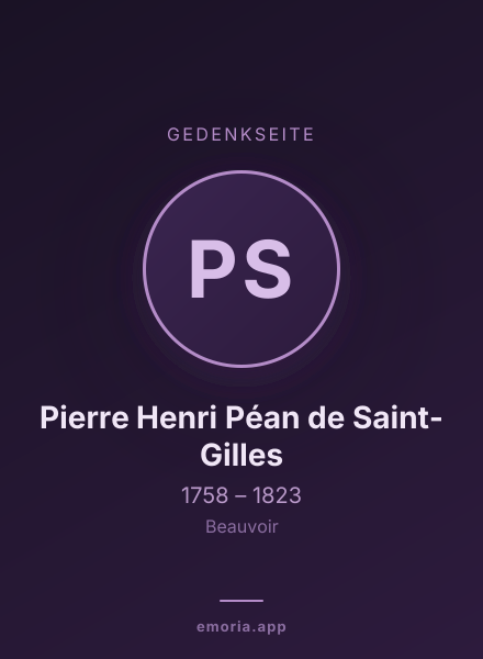 Gedenkportrait von Pierre Henri Péan de Saint-Gilles