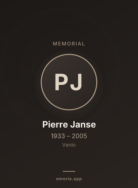 Memorial portrait of Pierre Janse