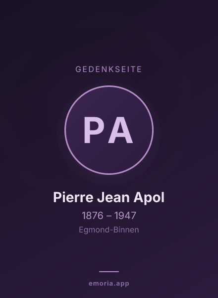 Gedenkportrait von Pierre Jean Apol