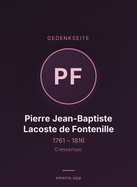 Gedenkportrait von Pierre Jean-Baptiste Lacoste de Fontenille