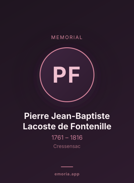 Memorial portrait of Pierre Jean-Baptiste Lacoste de Fontenille