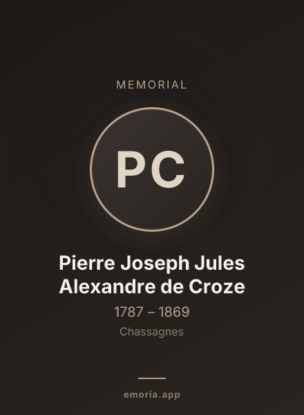 Memorial portrait of Pierre Joseph Jules Alexandre de Croze