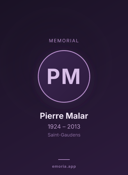 Memorial portrait of Pierre Malar