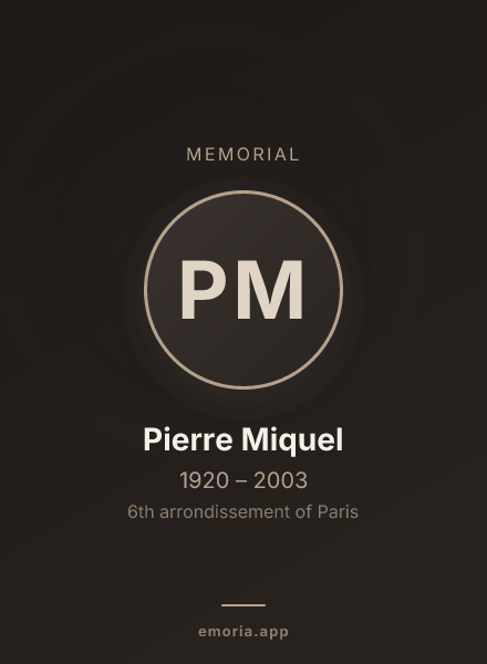 Memorial portrait of Pierre Miquel