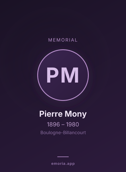 Memorial portrait of Pierre Mony