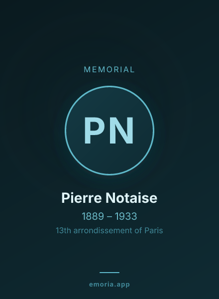 Memorial portrait of Pierre Notaise