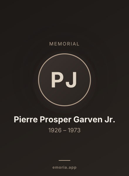 Memorial portrait of Pierre Prosper Garven Jr.
