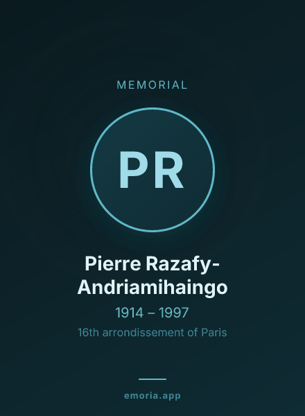 Memorial portrait of Pierre Razafy-Andriamihaingo