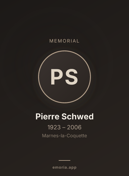Memorial portrait of Pierre Schwed