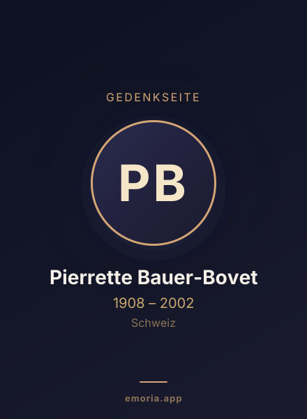 Gedenkportrait von Pierrette Bauer-Bovet