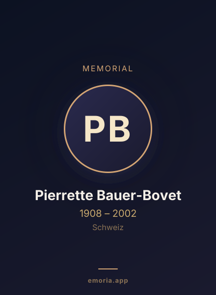 Memorial portrait of Pierrette Bauer-Bovet