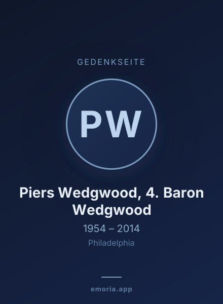Gedenkportrait von Piers Wedgwood, 4. Baron Wedgwood
