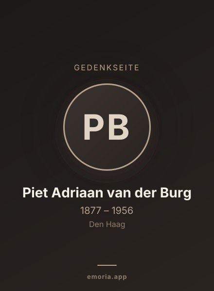 Gedenkportrait von Piet Adriaan van der Burg