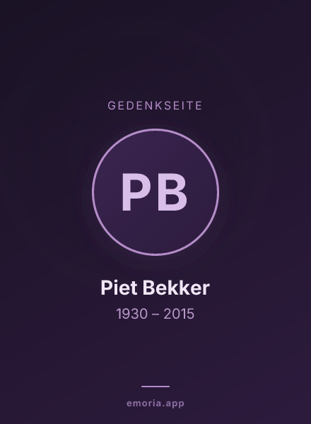 Gedenkportrait von Piet Bekker
