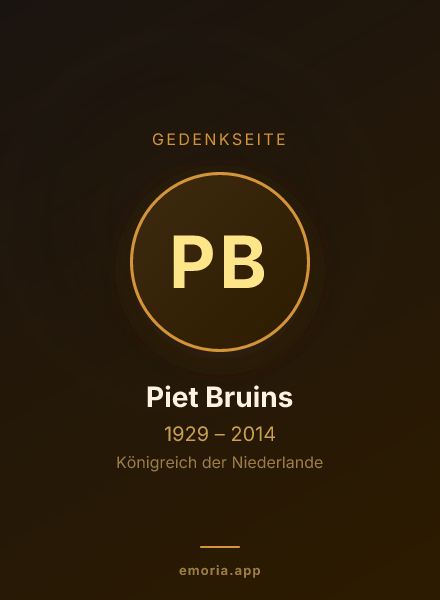 Gedenkportrait von Piet Bruins