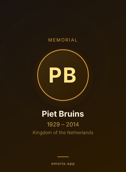 Memorial portrait of Piet Bruins