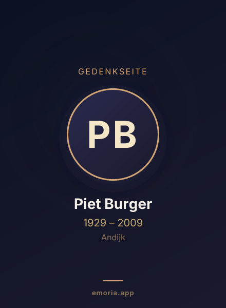 Gedenkportrait von Piet Burger