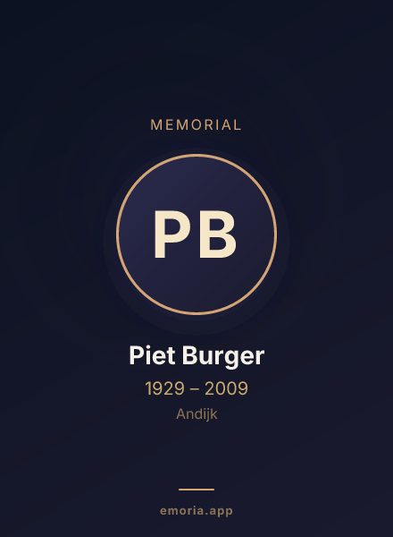 Memorial portrait of Piet Burger