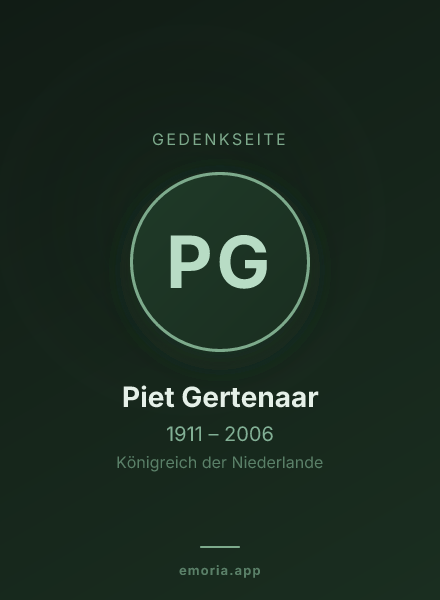 Gedenkportrait von Piet Gertenaar