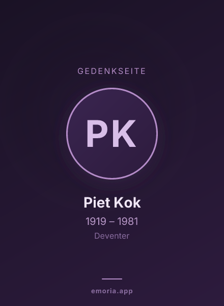 Gedenkportrait von Piet Kok