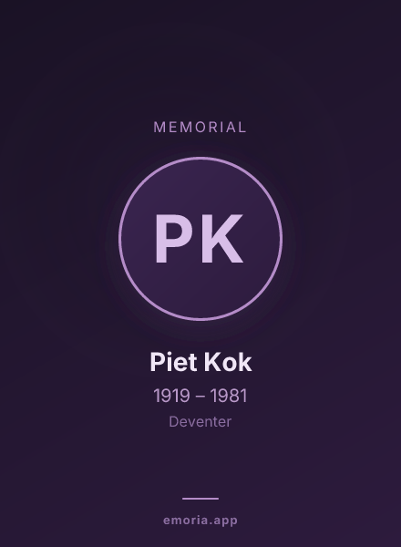 Memorial portrait of Piet Kok