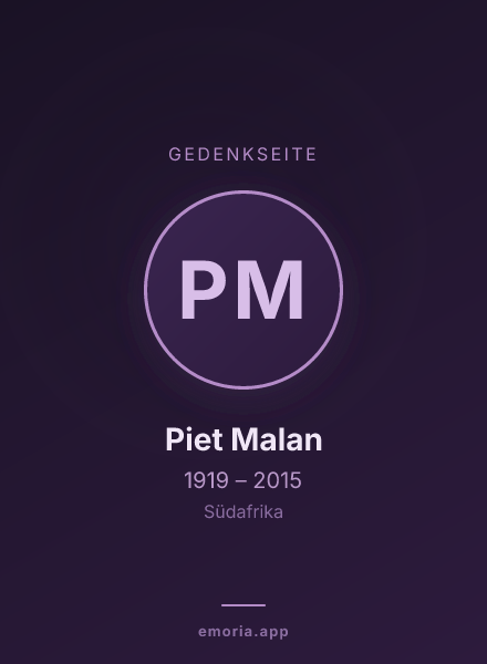Gedenkportrait von Piet Malan