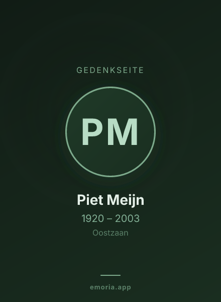 Gedenkportrait von Piet Meijn