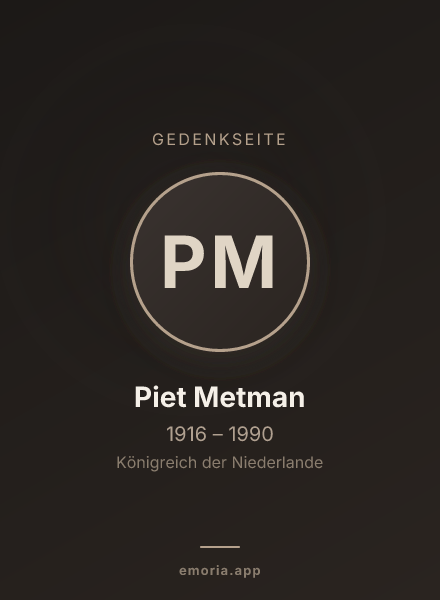 Gedenkportrait von Piet Metman