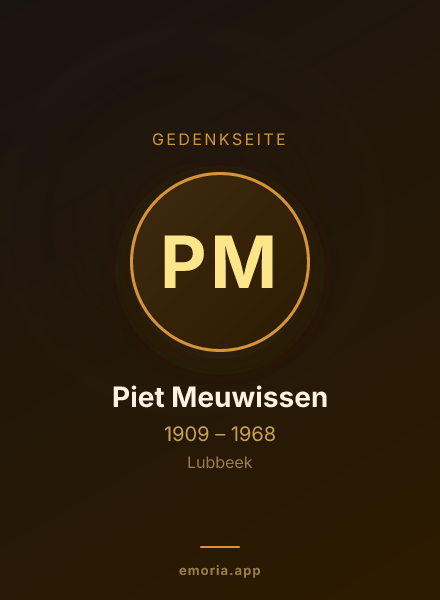 Gedenkportrait von Piet Meuwissen