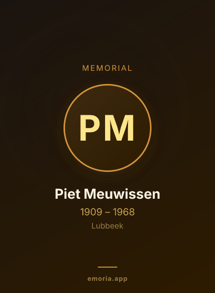 Memorial portrait of Piet Meuwissen