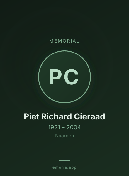 Memorial portrait of Piet Richard Cieraad