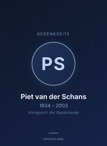 Gedenkportrait von Piet van der Schans
