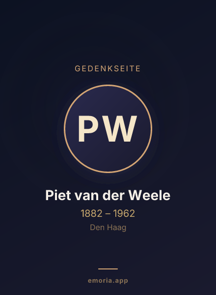 Gedenkportrait von Piet van der Weele