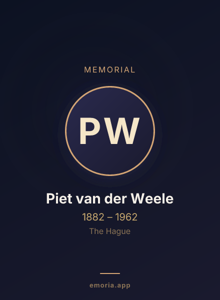 Memorial portrait of Piet van der Weele