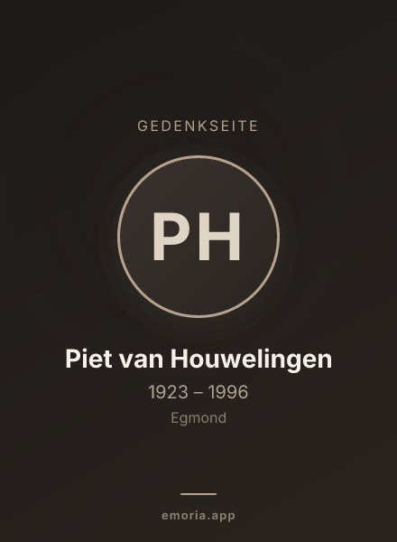 Gedenkportrait von Piet van Houwelingen