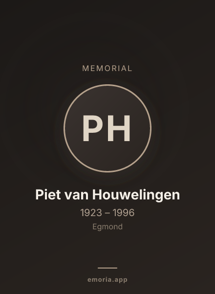 Memorial portrait of Piet van Houwelingen