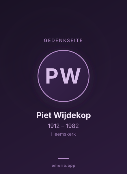 Gedenkportrait von Piet Wijdekop